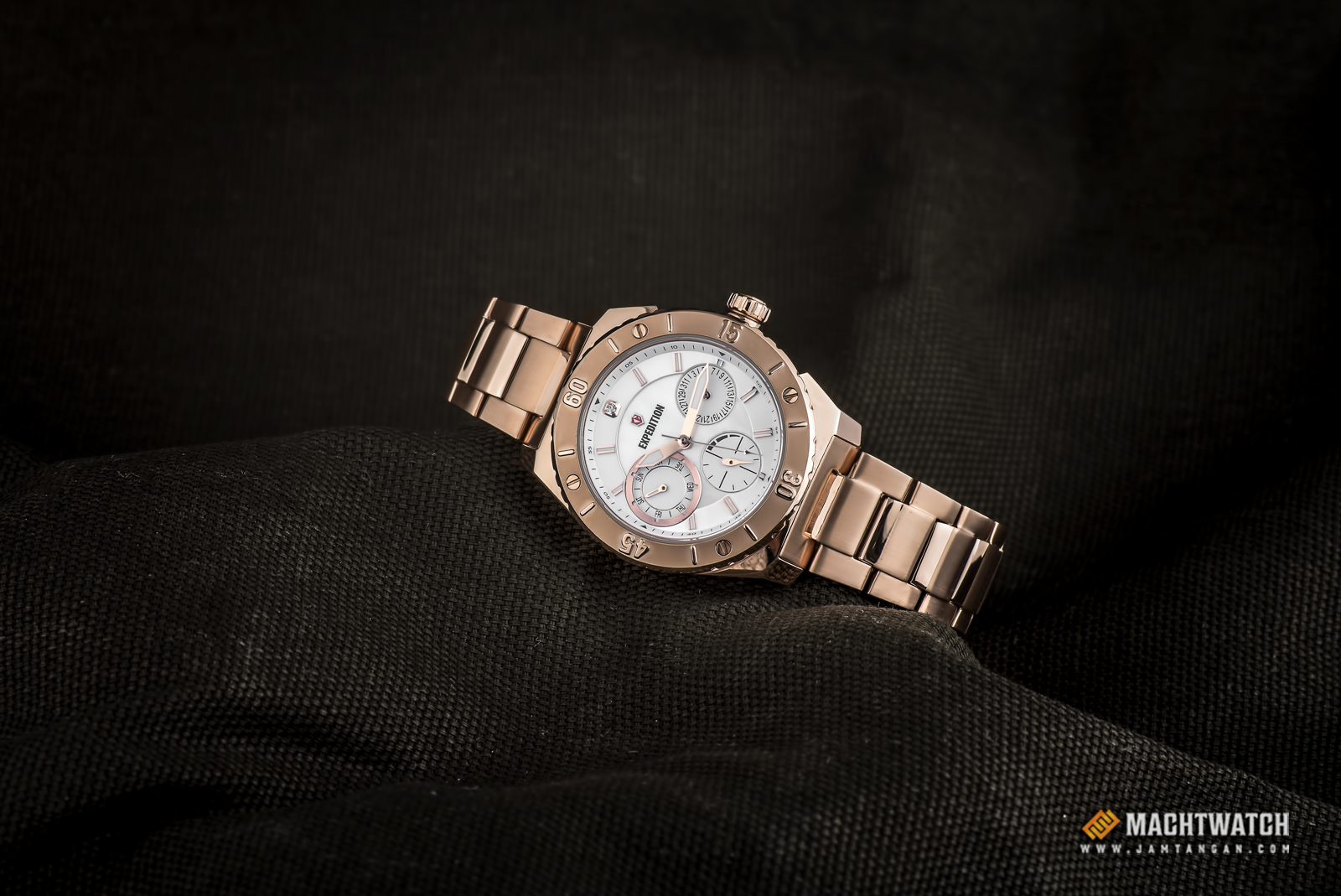 Expedition E 6759 BF BRGSL Ladies White Dial Rose Gold Stainless Steel Strap Machtwatch